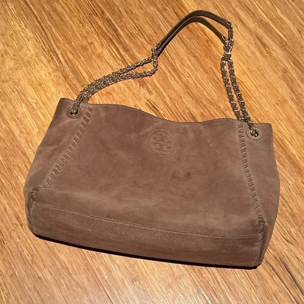 Tory Burch Brown Suede Chain Shoulder Bag